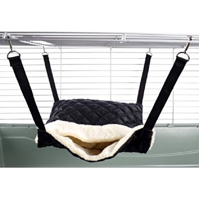 Little Friends Fluffy Lined Hammock with Pouch, Quilted Black Little Friends Fluffy Lined Hammock with Pouch, Quilted Black