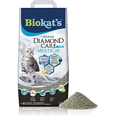 Biokat's Biokatʼs Diamond Care MultiCat Fresh with fragrance Fine cat litter with activated carbon especially for homes with multiple cats 1 bag (1 x 8 L) Biokat's Biokatʼs Diamond Care MultiCat Fresh with fragrance Fine cat litter with activated carbon especially for homes with multiple cats 1 bag (1 x 8 L)