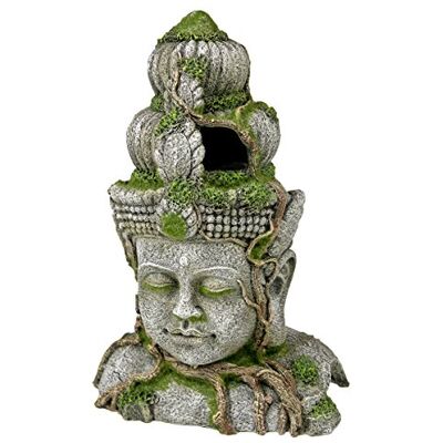 Blue Ribbon Rosewood Polyresin Moss Covered Stone Head Aquarium Ornament, Large Blue Ribbon Rosewood Polyresin Moss Covered Stone Head Aquarium Ornament, Large