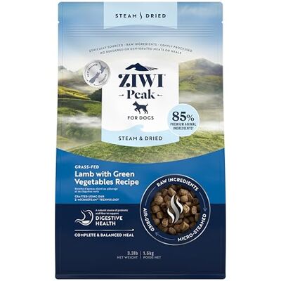 ZIWI Peak Steam & Dried Grass-fed Lamb with Green Vegetables, 1.5 kg High Protein, Grain Free Dog Food Dry, Raw Dog Food Alternative ZIWI Peak Steam & Dried Grass-fed Lamb with Green Vegetables, 1.5 kg High Protein, Grain Free Dog Food Dry, Raw Dog Food Alternative