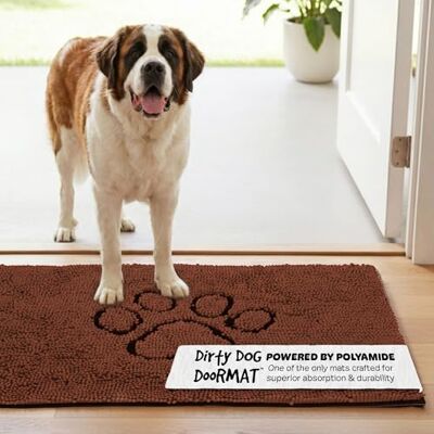 DOG GONE SMART PET PRODUCTS Dog Gone Smart Dirty Dog Microfiber Doormat, Super Absorbent Machine Washable with Non-Slip Backing, XL, Brown DOG GONE SMART PET PRODUCTS Dog Gone Smart Dirty Dog Microfiber Doormat, Super Absorbent Machine Washable with Non-Slip Backing, XL, Brown