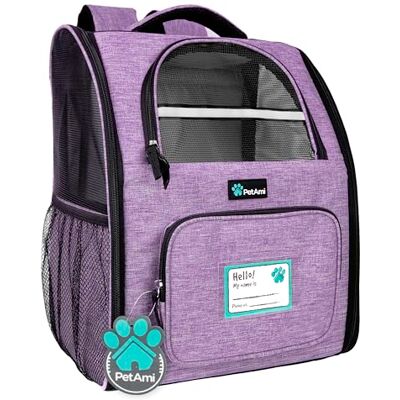 PetAmi Dog Backpack Carrier for Small Large Cat, Pet, Puppies, Ventilated Pet Hiking Backpack Travel Bag, Airline Approved Cat Backpack Carrier, Safety Back Support, Camping Biking Dog Bag, Purple PetAmi Dog Backpack Carrier for Small Large Cat, Pet, Puppies, Ventilated Pet Hiking Backpack Travel Bag, Airline Approved Cat Backpack Carrier, Safety Back Support, Camping Biking Dog Bag, Purple