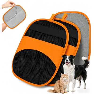 Admygo 2 Pack Pet Hair Removal Glove, Five-Finger Electrostatic Glove, Reusable Pet Grooming Glove, Magic Brush Glove Deshedding Glove, Pet Hair Remover for Dog Cat, Furniture, Car Seat, Clothes (Orange) Admygo 2 Pack Pet Hair Removal Glove, Five-Finger Electrostatic Glove, Reusable Pet Grooming Glove, Magic Brush Glove Deshedding Glove, Pet Hair Remover for Dog Cat, Furniture, Car Seat, Clothes (Orange)