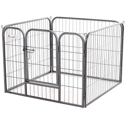 PawHut Heavy Duty 4 Panel Pet Playpen Foldable Metal Dog Crate Kennel Both Indoor Outdoor Use Collapsible Design, 82 x 82 x 60 cm, 8.39 kg PawHut Heavy Duty 4 Panel Pet Playpen Foldable Metal Dog Crate Kennel Both Indoor Outdoor Use Collapsible Design, 82 x 82 x 60 cm, 8.39 kg