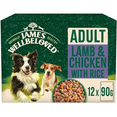 James Wellbeloved Adult Dog Food with Lamb and Chicken in Gravy Pouch 12 x 90 g James Wellbeloved Adult Dog Food with Lamb and Chicken in Gravy Pouch 12 x 90 g