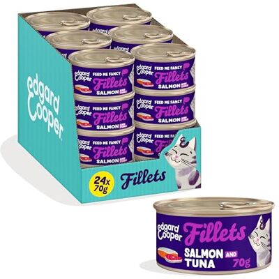 Edgard & Cooper Wet Cat Food, Fillets In Broth, 24 x 70g Salmon & Tuna, Grain-Free Cat Food, Natural Ingredients, Also For Sterilised Cats, MSC Certified Fish, No Added Sugar Edgard & Cooper Wet Cat Food, Fillets In Broth, 24 x 70g Salmon & Tuna, Grain-Free Cat Food, Natural Ingredients, Also For Sterilised Cats, MSC Certified Fish, No Added Sugar