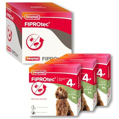 Beaphar FIPROtec Spot-On Flea & Tick Treatment for Large Dogs 20-40kg – 12 Treatments Kills Fleas & Ticks Veterinary Medicine Easy to Apply Monthly Suitable for Dogs & Puppies from 8 Weeks Beaphar FIPROtec Spot-On Flea & Tick Treatment for Large Dogs 20-40kg – 12 Treatments Kills Fleas & Ticks Veterinary Medicine Easy to Apply Monthly Suitable for Dogs & Puppies from 8 Weeks