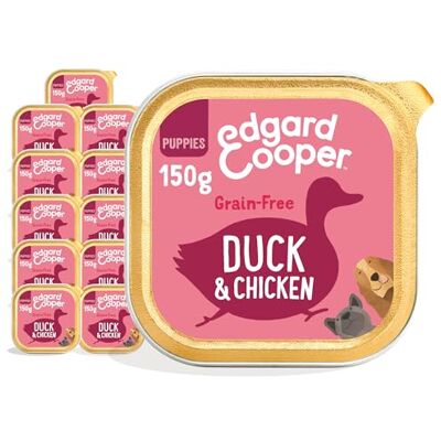 Edgard Cooper Puppy Grain-Free Wet Dog Food, Duck Chicken 11 x 150g, Natural Dogs Food in Cup with Fresh Meat Amino Acids, Gluten-Free, High Protein Edgard Cooper Puppy Grain-Free Wet Dog Food, Duck Chicken 11 x 150g, Natural Dogs Food in Cup with Fresh Meat Amino Acids, Gluten-Free, High Protein