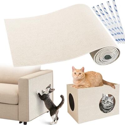 Gimars 40×200cm Thickened Self Adhesive Cat Scratching Mat, DIY Cuttable Climbing Wall Scratch Pad, Anti Scratch Furniture Protector for Sofa, Wall, Floor, Carpet (White) Gimars 40×200cm Thickened Self Adhesive Cat Scratching Mat, DIY Cuttable Climbing Wall Scratch Pad, Anti Scratch Furniture Protector for Sofa, Wall, Floor, Carpet (White)
