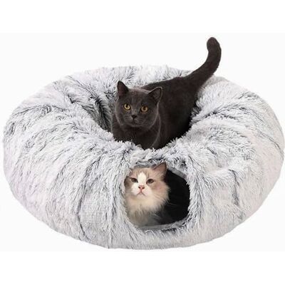 CLKHOWL Cat Tunnel with Central Mat,Big Tube Playground Toys,Soft Plush Material,Full Moon Shape for Kitten,Cat,Puppy,Rabbit,Ferret (Grey) CLKHOWL Cat Tunnel with Central Mat,Big Tube Playground Toys,Soft Plush Material,Full Moon Shape for Kitten,Cat,Puppy,Rabbit,Ferret (Grey)