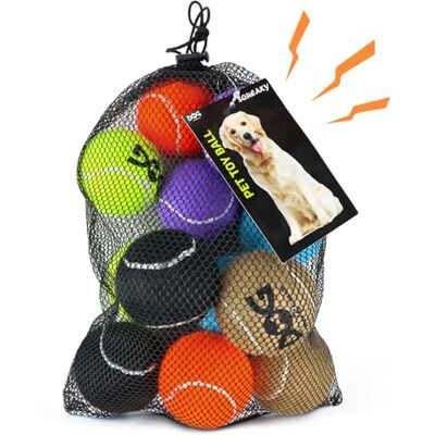INSUM Squeak Tennis Ball for Dog Pack of 12 Colorful Easy Catching Pet Dog Ball INSUM Squeak Tennis Ball for Dog Pack of 12 Colorful Easy Catching Pet Dog Ball