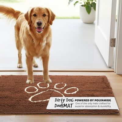 DOG GONE SMART PET PRODUCTS Dog Gone Smart Dirty Dog Microfiber Doormat, Super Absorbent Machine Washable with Non-Slip Backing, Large, Almond DOG GONE SMART PET PRODUCTS Dog Gone Smart Dirty Dog Microfiber Doormat, Super Absorbent Machine Washable with Non-Slip Backing, Large, Almond