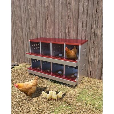 GarveeHome 2 Tier Chicken Laying Nest, 8 Compartments Made of Galvanised Steel, Laying Nest for Chickens with Egg Compartment, Chicken Nest Laying Box, Rolling Nest, Stable and Corrosion Resistant, 92 x 42 x 63 GarveeHome 2 Tier Chicken Laying Nest, 8 Compartments Made of Galvanised Steel, Laying Nest for Chickens with Egg Compartment, Chicken Nest Laying Box, Rolling Nest, Stable and Corrosion Resistant, 92 x 42 x 63