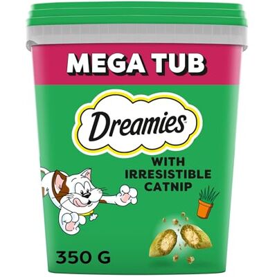 Dreamies Cat Treats with Catnip Flavour 350g MegaTub Pack of 2 Dreamies Cat Treats with Catnip Flavour 350g MegaTub Pack of 2