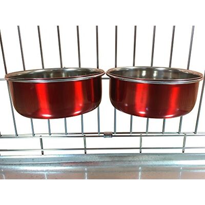 Ellie-Bo Pair of Dog Bowls For Crates, Cages or Pens and 3 Sizes (0.9Ltr Medium, Red) Ellie-Bo Pair of Dog Bowls For Crates, Cages or Pens and 3 Sizes (0.9Ltr Medium, Red)