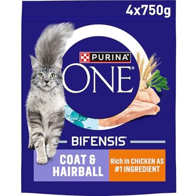 PURINA ONE Coat and Hairball Chicken Dry Cat Food 750g (Pack of 4) PURINA ONE Coat and Hairball Chicken Dry Cat Food 750g (Pack of 4)