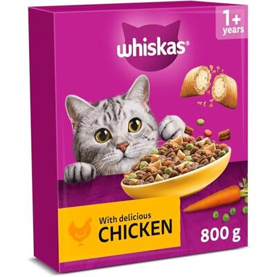 whiskas Adult Dry Cat Food 800g with Chicken (Pack of 5) whiskas Adult Dry Cat Food 800g with Chicken (Pack of 5)
