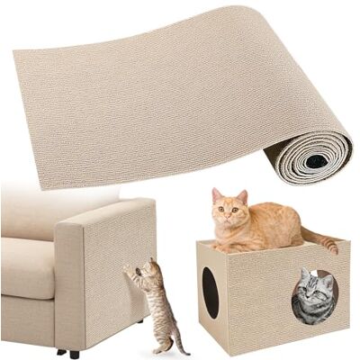 Gimars 40×200cm Thickened Self Adhesive Cat Scratching Mat, DIY Cuttable Climbing Wall Scratch Pad, Anti Scratch Furniture Protector for Sofa, Wall, Floor, Carpet (Khaki) Gimars 40×200cm Thickened Self Adhesive Cat Scratching Mat, DIY Cuttable Climbing Wall Scratch Pad, Anti Scratch Furniture Protector for Sofa, Wall, Floor, Carpet (Khaki)