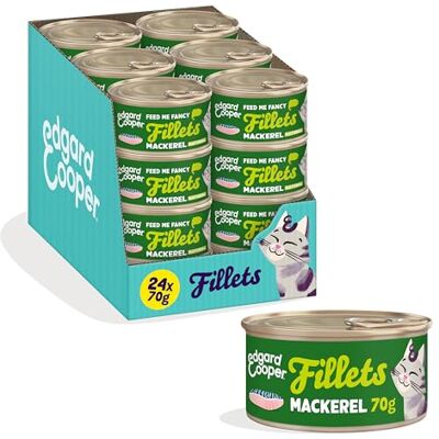 Edgard & Cooper Wet Cat Food, Fillets In Broth, 24 x 70g Mackerel, Grain-Free Cat Food, Natural Ingredients, Also For Sterilised Cats, Real Fish, No Added Sugar Edgard & Cooper Wet Cat Food, Fillets In Broth, 24 x 70g Mackerel, Grain-Free Cat Food, Natural Ingredients, Also For Sterilised Cats, Real Fish, No Added Sugar