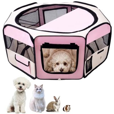 PawHut 600D Oxford Soft Fabric Kennel Cat Dog Playpen Dia 90 x 41H cm Pink Portable Lightweight Foldable Pet Puppy Rabbit Guinea Pig Pen Run, Indoor & Outdoor PawHut 600D Oxford Soft Fabric Kennel Cat Dog Playpen Dia 90 x 41H cm Pink Portable Lightweight Foldable Pet Puppy Rabbit Guinea Pig Pen Run, Indoor & Outdoor