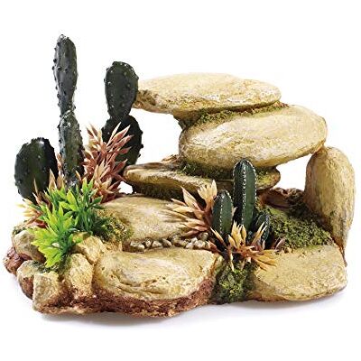 CLASSIC Ornamental White Stone And Cactus Aquarium Ornament 15cm CLASSIC Ornamental White Stone And Cactus Aquarium Ornament 15cm