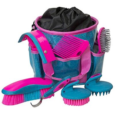 Weaver Equine Weaver Leather 7-piece Horse Brush Set with Organizer Tote Bag, Equine Care, Grooming Supplies Weaver Equine Weaver Leather 7-piece Horse Brush Set with Organizer Tote Bag, Equine Care, Grooming Supplies
