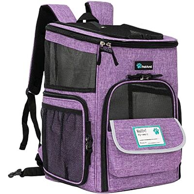 PetAmi Dog Backpack Carrier, Airline Approved Cat Backpacks for Carrying Small Large Cats, Pet Carrier Back Pack, Ventilated Soft Sided for Travel, Hiking, Camping, Max 18 lbs, Purple PetAmi Dog Backpack Carrier, Airline Approved Cat Backpacks for Carrying Small Large Cats, Pet Carrier Back Pack, Ventilated Soft Sided for Travel, Hiking, Camping, Max 18 lbs, Purple