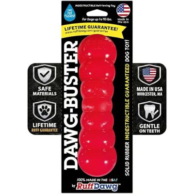Ruff Dawg Dawg-Buster 8'' Dog Chew Toy, Assorted Colors, Made in USA, Floats, Solid Rubber Ruff Dawg Dawg-Buster 8'' Dog Chew Toy, Assorted Colors, Made in USA, Floats, Solid Rubber