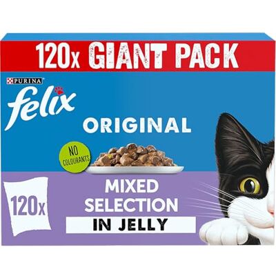 Felix Original Mixed Selection in Jelly Wet Cat Food 120x85g Felix Original Mixed Selection in Jelly Wet Cat Food 120x85g