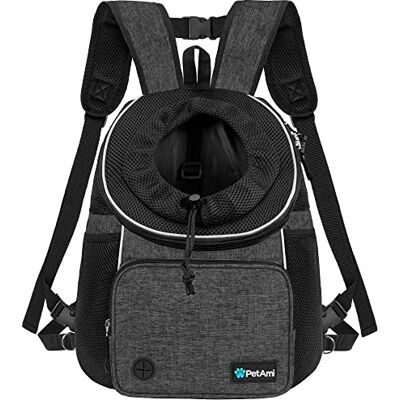 PetAmi Adjustable Dog & Cat Chest Carrier Backpack, Ventilated for Hiking & Camping, Small to Large Pets, Max 15 lbs, Dark Gray PetAmi Adjustable Dog & Cat Chest Carrier Backpack, Ventilated for Hiking & Camping, Small to Large Pets, Max 15 lbs, Dark Gray