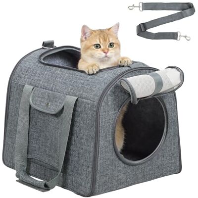 PawHut Soft Sided Cat Carrier Bag, Foldable Portable Pet Carrier for Small Dog, Puppy, Cats Up to 10kg, with Adjustable Shoulder Strap & Removable Mat, Collapsible Cat Basket Airline Approved PawHut Soft Sided Cat Carrier Bag, Foldable Portable Pet Carrier for Small Dog, Puppy, Cats Up to 10kg, with Adjustable Shoulder Strap & Removable Mat, Collapsible Cat Basket Airline Approved