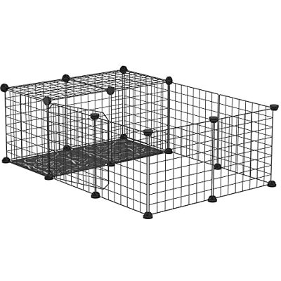 PawHut Small Animal Playpen for Rabbits, Guinea Pigs and Rodents Adjustable Pet Fence, Black PawHut Small Animal Playpen for Rabbits, Guinea Pigs and Rodents Adjustable Pet Fence, Black