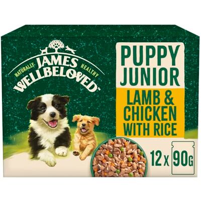 James Wellbeloved Grain Free Puppy Dog Food with Lamb and Chicken in Gravy Pouch 12 x 90 g James Wellbeloved Grain Free Puppy Dog Food with Lamb and Chicken in Gravy Pouch 12 x 90 g