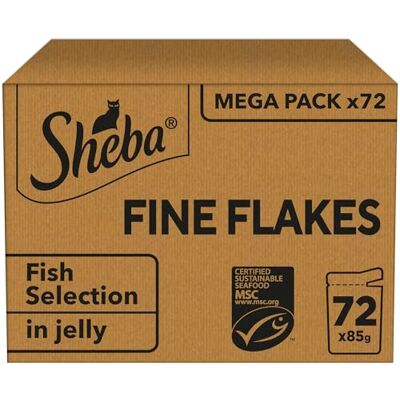 Sheba Adult Wet Cat Food Pouches 72 x 85 g Fish Collection Bulk Cat Food Megapack 72 Jelly Pouches Sheba Adult Wet Cat Food Pouches 72 x 85 g Fish Collection Bulk Cat Food Megapack 72 Jelly Pouches