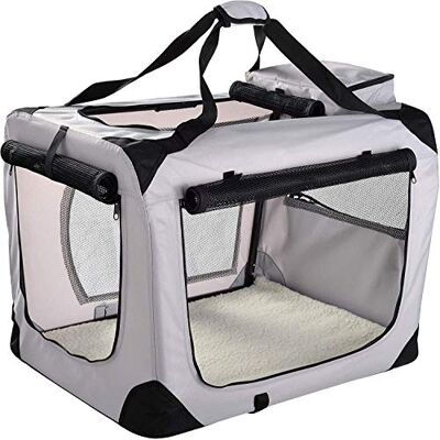 Floofy Friends Pet Carrier Bag, Large Cat Carrier Puppy Dog Carrier for Small Dogs Cats Kittens Rabbits With Reversible Fleece Mat, Foldable Travel Crate for Car Grey Floofy Friends Pet Carrier Bag, Large Cat Carrier Puppy Dog Carrier for Small Dogs Cats Kittens Rabbits With Reversible Fleece Mat, Foldable Travel Crate for Car Grey