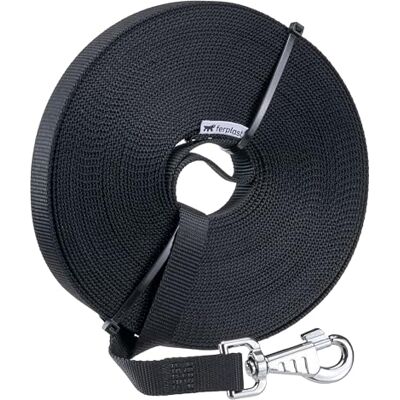Ferplast Dog Leash CLUB, Long Dog Training Leash, 10m Training Lead, Nylon Leash with Handle and Metal Snap Hook, 10 Meters Long Dog Lead, Black Ferplast Dog Leash CLUB, Long Dog Training Leash, 10m Training Lead, Nylon Leash with Handle and Metal Snap Hook, 10 Meters Long Dog Lead, Black