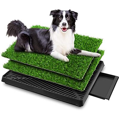 Sailnovo 63 x 50 cm Dog Toilet, Lawn Reinforcement Puppy Toilet with 2 Pieces Artificial Grass, Dog Toilet Puppy Litter Tray Pet Toilet Training Mat Sailnovo 63 x 50 cm Dog Toilet, Lawn Reinforcement Puppy Toilet with 2 Pieces Artificial Grass, Dog Toilet Puppy Litter Tray Pet Toilet Training Mat