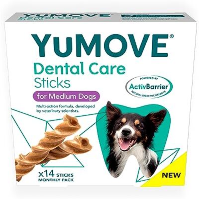 YuMOVE Lintbells Dental Care Dental Sticks for Medium Dogs Tasty Chews with Natural Ingredients which Target Plaque & Freshen Breath,White 14 Pack YuMOVE Lintbells Dental Care Dental Sticks for Medium Dogs Tasty Chews with Natural Ingredients which Target Plaque & Freshen Breath,White 14 Pack