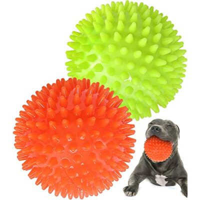 Pweituoet 4.5” Heavy Duty Squeaky Dog Balls for Medium Large Dogs, Dog Toys for Aggressive Chewers, Spike Ball Toys for Clean Teeth and Training(2 Pack) Pweituoet 4.5” Heavy Duty Squeaky Dog Balls for Medium Large Dogs, Dog Toys for Aggressive Chewers, Spike Ball Toys for Clean Teeth and Training(2 Pack)