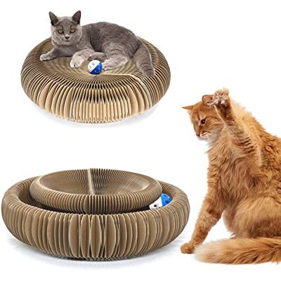 Enkman Foldable Magic Organ Cat Scratching Board, Durable Recyclable Cardboard Cat Scratcher Cat Bed Interactive Scratcher Cat Toy with Toy Ball Enkman Foldable Magic Organ Cat Scratching Board, Durable Recyclable Cardboard Cat Scratcher Cat Bed Interactive Scratcher Cat Toy with Toy Ball