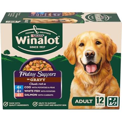 Winalot Friday Suppers Mixed Variety Fish in Gravy Wet Dog Food 12x100g, Pack of 4 Winalot Friday Suppers Mixed Variety Fish in Gravy Wet Dog Food 12x100g, Pack of 4