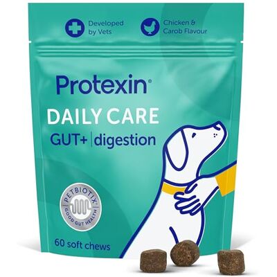 Protexin Daily Chews, High-Fibre Digestive Supplement for Dogs, Probiotic Prebiotic & Postbiotic Formula, Supports Gut Balance, Firm Stools & Anal Gland Function, Chicken Flavour, 60 Chews Protexin Daily Chews, High-Fibre Digestive Supplement for Dogs, Probiotic Prebiotic & Postbiotic Formula, Supports Gut Balance, Firm Stools & Anal Gland Function, Chicken Flavour, 60 Chews