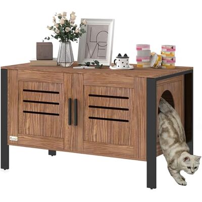 PawHut Cat Litter Box Enclosure, Hidden Litter Box Furniture Washroom with Tall Legs, Scratching Board, Double Doors, Ventilation Holes, Indoor Cat House Side End Table, 80 x 45 x 50 cm, Dark Brown PawHut Cat Litter Box Enclosure, Hidden Litter Box Furniture Washroom with Tall Legs, Scratching Board, Double Doors, Ventilation Holes, Indoor Cat House Side End Table, 80 x 45 x 50 cm, Dark Brown