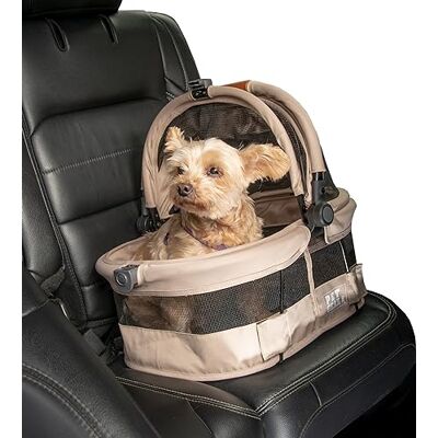 PET GEAR INC Pet Gear View 360 Ultra Lite Pet Safety Carrier & Car Seat for Small Dogs & Cats Push Button Entry, 15", Sand PET GEAR INC Pet Gear View 360 Ultra Lite Pet Safety Carrier & Car Seat for Small Dogs & Cats Push Button Entry, 15", Sand