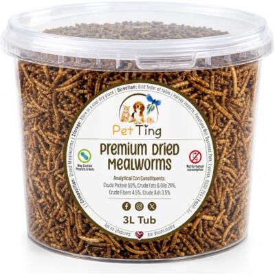UINCLU Garden Ting Dried Mealworms Wild Bird Food, 3 Litre Tub UINCLU Garden Ting Dried Mealworms Wild Bird Food, 3 Litre Tub