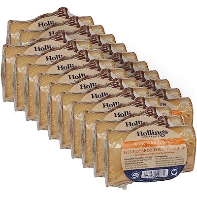 Hollings Filled Smoked Bone with Beef Dog Chew, Delicious, Air Dried Long Lasting Bone for Adult Dogs, Made with 100% Natural Ingredients (20 Bones) Hollings Filled Smoked Bone with Beef Dog Chew, Delicious, Air Dried Long Lasting Bone for Adult Dogs, Made with 100% Natural Ingredients (20 Bones)