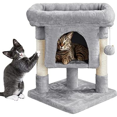Yaheetech 59cm Basic Cat Tree Tower, Cat Scratching Post w/Oversized Perches, Condo and Hanging Ball, Cat Furniture Cat House for Cats Kittens Pets, Light Grey Yaheetech 59cm Basic Cat Tree Tower, Cat Scratching Post w/Oversized Perches, Condo and Hanging Ball, Cat Furniture Cat House for Cats Kittens Pets, Light Grey