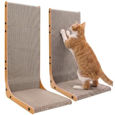 Gimars 2 Pack Cat Scratcher L-Shape, 58cm Cardboard Board for Multi-Cat Household, Vertical Wall Corner Protector & Scratches Pad for Furniture Protection, Indoor, Natural Gimars 2 Pack Cat Scratcher L-Shape, 58cm Cardboard Board for Multi-Cat Household, Vertical Wall Corner Protector & Scratches Pad for Furniture Protection, Indoor, Natural