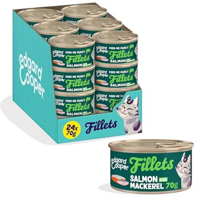 Edgard & Cooper Wet Cat Food, Fillets In Broth, 24 x 70g Salmon & Mackerel, Grain-Free Cat Food, Natural Ingredients, Also For Sterilised Cats, MSC Certified Fish, No Added Sugar Edgard & Cooper Wet Cat Food, Fillets In Broth, 24 x 70g Salmon & Mackerel, Grain-Free Cat Food, Natural Ingredients, Also For Sterilised Cats, MSC Certified Fish, No Added Sugar