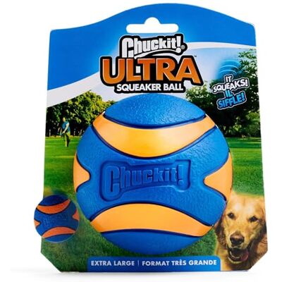 Chuckit! Ultra Squeaker Dog Ball – Durable Rubber Dog Toy for Fetch and Playtime, Compatible with Launcher, Extra-Large, 8.9 cm (Pack of 1) Chuckit! Ultra Squeaker Dog Ball – Durable Rubber Dog Toy for Fetch and Playtime, Compatible with Launcher, Extra-Large, 8.9 cm (Pack of 1)